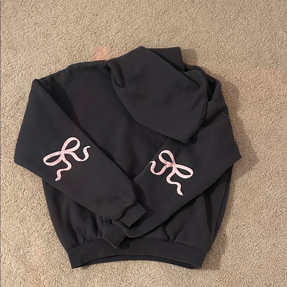 Edikted Kids Black Hoodie with Pink Bow Details